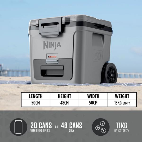 Ninja FrostVault 30QT/28L Wheeled Cooler with Dry Zone (Slate Grey) FB230UKGY
