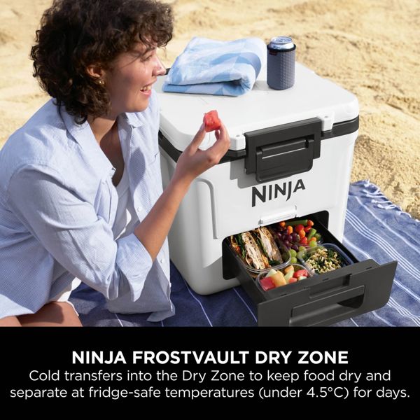 Ninja FrostVault 30QT/28L Wheeled Cooler with Dry Zone (Cloud White) FB230UKWH