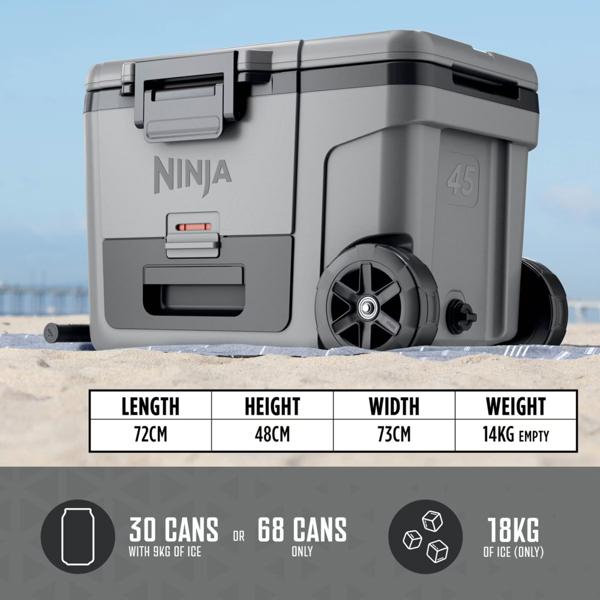 Ninja FrostVault 45QT/42L Wheeled Cooler with Dry Zone (Slate Grey) FB245UKGY
