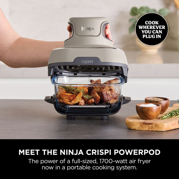 Ninja CRISPi 4-in-1 Portable Glass Air Fryer (Stone) FN101UKST