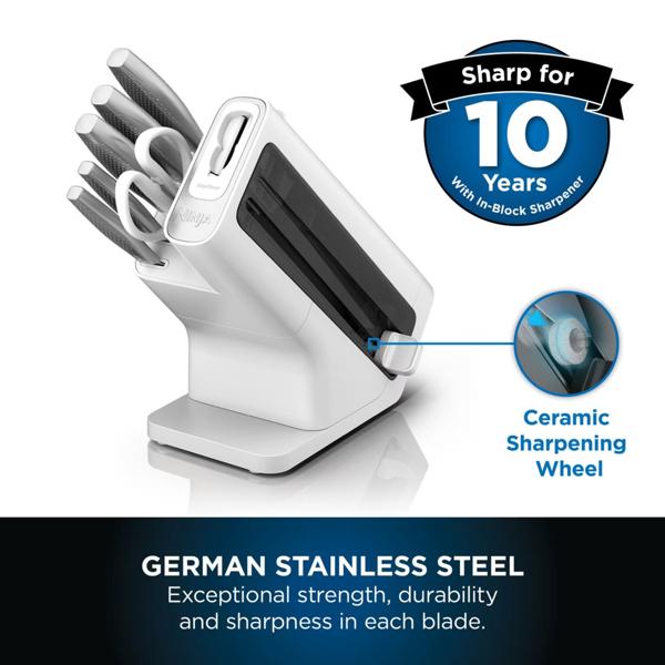 Ninja StaySharp Stainless Steel Knife Set & Plastic Block (6-Piece Set) K62006EUWH