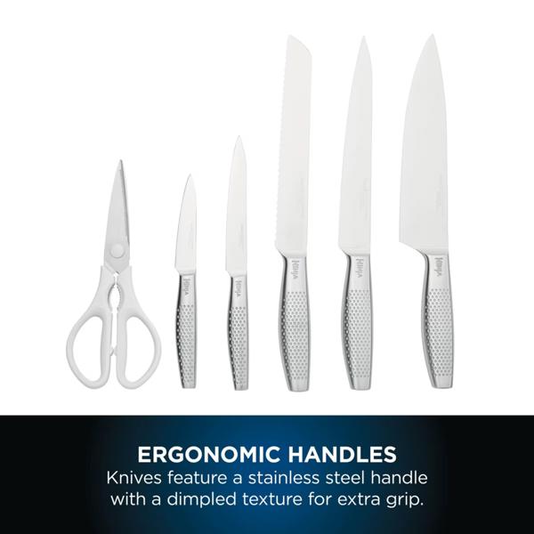 Ninja StaySharp Stainless Steel Knife Set & Plastic Block (6-Piece Set) K62006EUWH