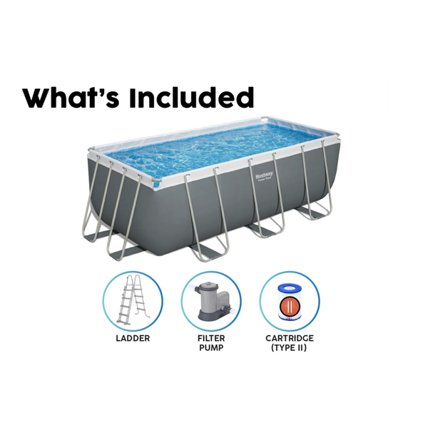 Bestway 13.6ft Power Steel Rectangular Pool Set