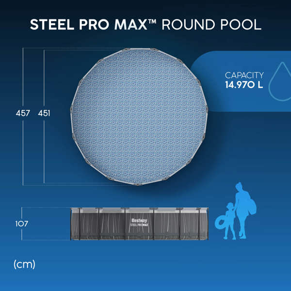 Bestway 15ft Steel Pro Max LED Round Pool Set