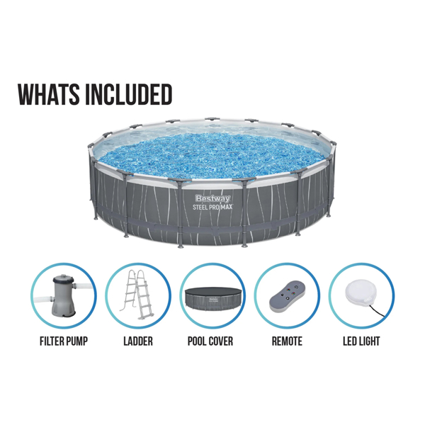 Bestway 15ft Steel Pro Max LED Round Pool Set