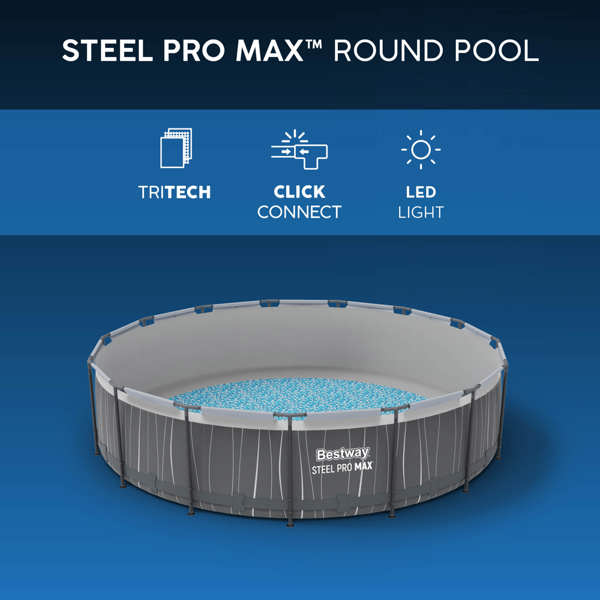 Bestway 15ft Steel Pro Max LED Round Pool Set