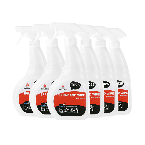 Selden Spray & Wipe with Bleach Bactericidal Cleaner (6 x 750ml)