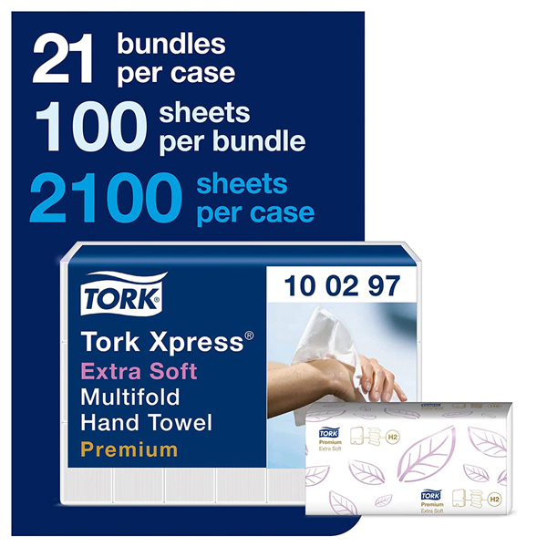 Tork 100297 Xpress Extra Soft Multifold 2 Ply White Hand Towels