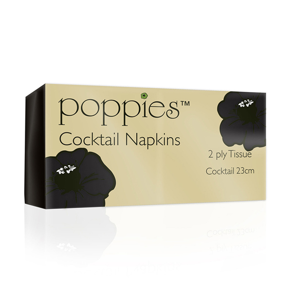 2 ply 24cm Black Cocktail Napkins (Box of 4000)