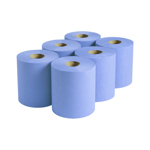 Centrefeed Paper Roll 2ply Blue x6 Rolls   thumbnail