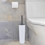 Toilet Brush & Enclosed Holder Set with Antibacterial Bristles thumbnail