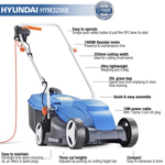 Hyundai HYM3200E 32cm Electric Lawn Mower (Hand Propelled) thumbnail