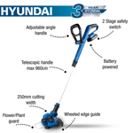 Hyundai HY2187 25cm 20V Cordless Grass Trimmer with Battery & Charger thumbnail