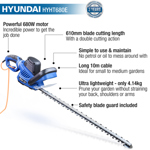Hyundai HYHT680E 61cm Electric Hedge Trimmer thumbnail