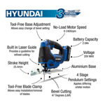 Hyundai HY2182 20V Cordless Jigsaw with 2.0Ah Battery & Charger thumbnail