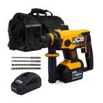 JCB 18V Brushless Cordless SDS Rotary Hammer Drill with 5.0Ah Battery, Charger, Kit Bag & Bit Set thumbnail