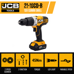 JCB 18V Cordless Combi Drill with 2.0Ah Battery & Charger thumbnail