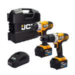 JCB 18V Cordless Combi Drill & Impact Driver Twin Pack with 2 x 5.0Ah Batteries, Charger & Case thumbnail