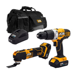 JCB 18V Cordless Combi Drill & Multi-Tool Twin Pack with 2 x 2.0Ah Batteries, Charger & Kit Bag thumbnail