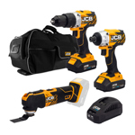 JCB 18V Brushless Cordless 3-Piece Power Tool Kit with 2 x 2.0Ah Batteries, Charger & Wheeled Kit Bag thumbnail