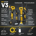V-TUF V3-240 X2 2175psi 150Bar, 7.5L/min DIY Portable Electric Pressure Washer - Patio & Car Cleaner Starter Kit  thumbnail