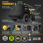 V-TUF TORRENT2 2755psi, 190 Bar, 13Lpm Industrial 7HP 150Litre Mini-Bowser Petrol Pressure Washer thumbnail