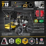 V-TUF T13 - 250Bar, 15L/min 13HP HONDA Driven Petrol Pressure Washer With Gearbox - Roll Cage Frame & Electric start thumbnail