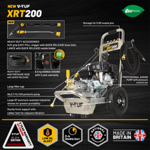 V-TUF XRT200 Industrial 6.5HP Petrol Pressure Washer with GX200 Honda Engine - 2755psi, 190Bar, 12L/min PUMP - With PATIO & CAR CLEANING KIT thumbnail