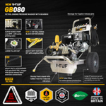 V-TUF GB080 Industrial 9HP Gearbox Driven Honda Petrol Pressure Washer - 2900psi, 200Bar, 15L/min - 21