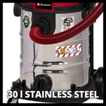 Einhell TE-VC 2230 SACL 30 Litre Stainless Steel L Class Wet & Dry Vac with Power Take Off thumbnail