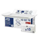 Tork 100278 Premium Extra Soft Singlefold 2 Ply White Paper Hand Towels thumbnail