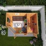 Mercia Premium Corner Wooden Summerhouse with Side Shed 12 x 8 thumbnail