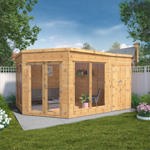 Mercia Premium Corner Wooden Summerhouse with Side Shed 13 x 9 thumbnail