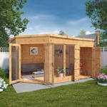 Mercia Premium Corner Wooden Summerhouse with Side Shed 13 x 9 thumbnail