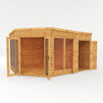 Mercia Premium Corner Wooden Summerhouse with Side Shed 13 x 9 thumbnail