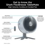 Shark FlexBreeze TableMate Indoor to Outdoor High-Velocity Tabletop Fan FA150UK thumbnail