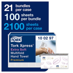 Tork 100297 Xpress Extra Soft Multifold 2 Ply White Hand Towels thumbnail