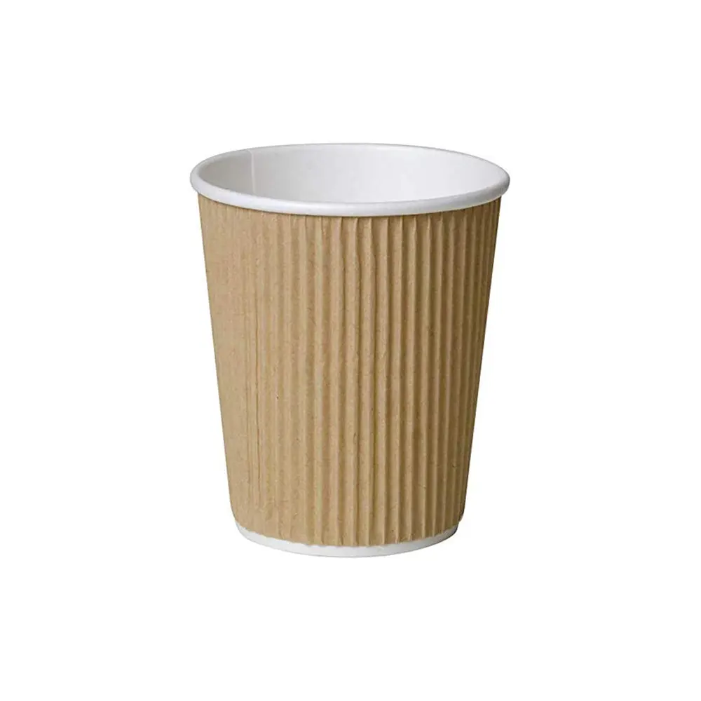 8oz Brown Ripple Cups | In Stock | Quick Delivery