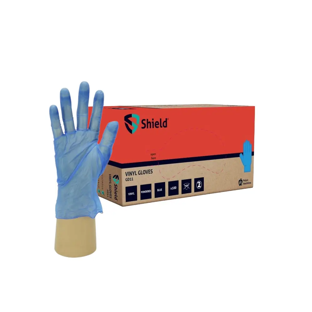 Powdered Blue Vinyl Gloves (Small)